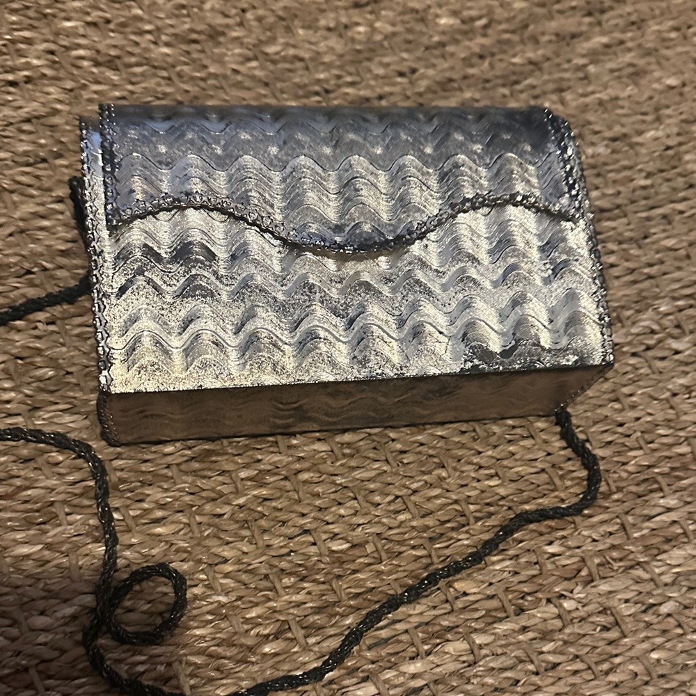 Vintage box Silver Clutch with Chain Strap 1940’s???